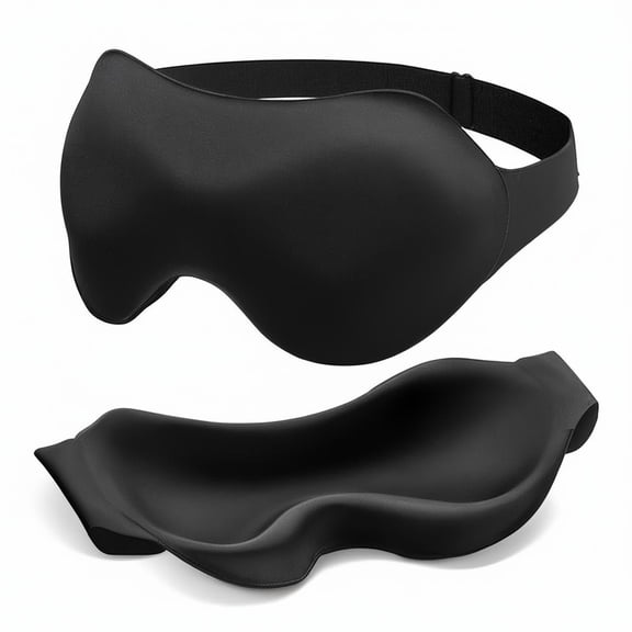 FACEMOON Spandex 3D Eye Mask Soft Complete Light Blocking Zero Pressure Sleep Eye Mask for Sleep Support, Black