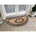 thumbnail image 4 of A1HC Heavy-Duty Semi-Circular Coir and Rubber Doormat, 36"x72" Hand-Flocked Monogrammed Front Porch Entrance Rug with Floral Design, 4 of 5
