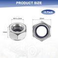 thumbnail image 3 of Uxcell 10-Pack Metric Nylon Insert Hex Lock Nuts, M14 x 2mm Thread 304 Stainless Steel Self-Locking Locknuts for Industrial, 3 of 7