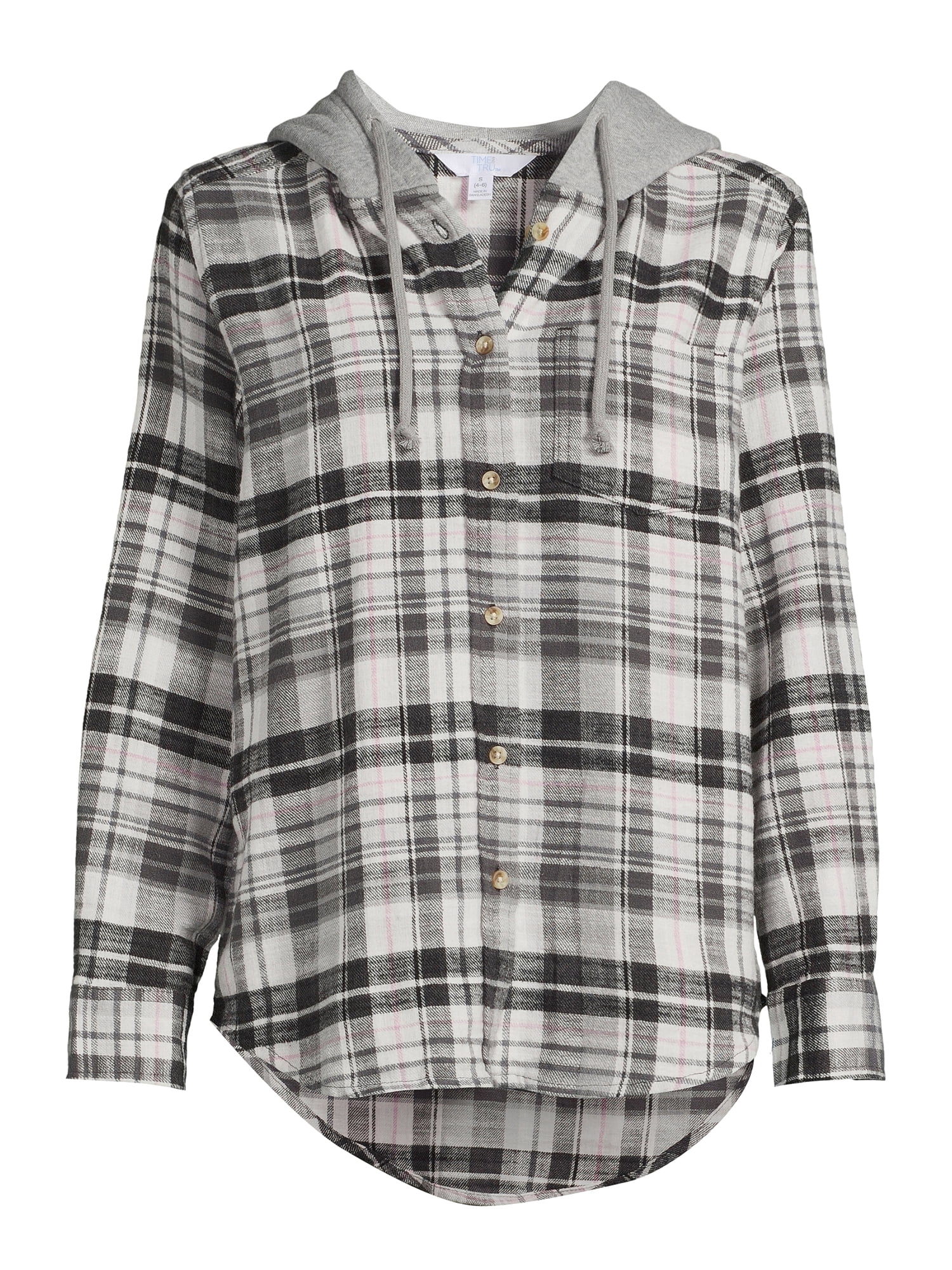 Time And Tru Women's Hooded Flannel 