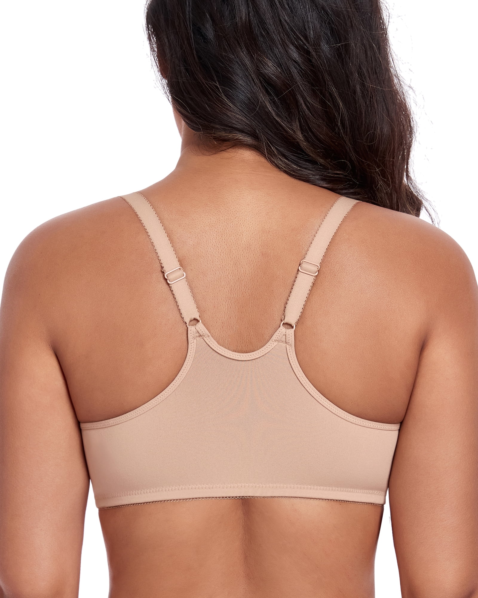 Exerin Women's Front Close Unlined Underwire V-Neck Racerback Bra(40DD,Beige)