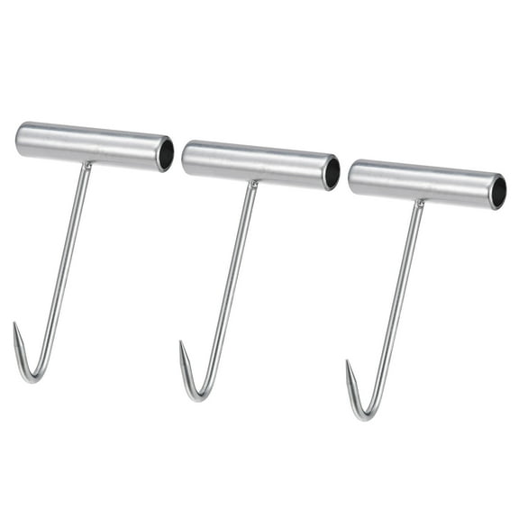 6"(150mm) T-Handle Meat Boning Hook, Galvanized T Hooks for Butcher 3Pack
