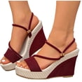 thumbnail image 7 of ZQUUVOU Women's Wedge Sandals Heeled Chunky Sole Open Toe Suede Slip on Casual Summer Comfy Cork Sandals Footwear Burgundy, 7 of 7