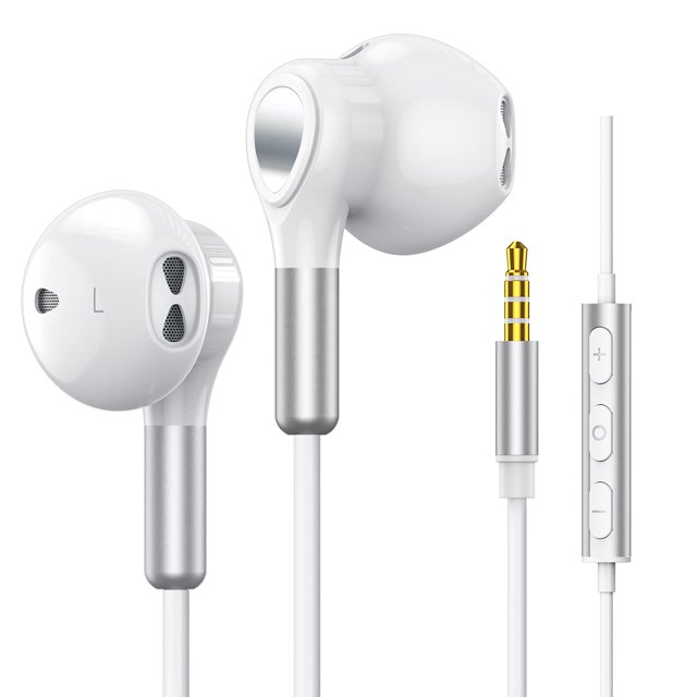 Auriculares con cable BENEWY con micrófono blancos