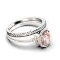 thumbnail image 2 of Beautiful Boho And Hippie 1.85 Carat Oval Cut Morganite And Diamond Moissanite Engagement Ring, Wedding Ring, One Matching Band In 10K Solid White Gold, Romanic Gift For Her, Promise Ring, 2 of 3