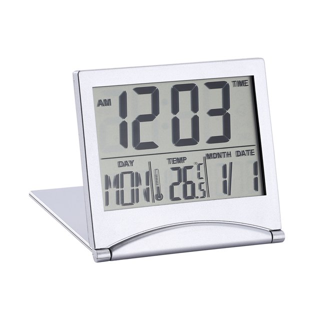 Bearachild Pantalla LCD Calendario Reloj despertador Escritorio Termómetro digital Cubierta Reloj de de escritorio flexible Decoración del hogar