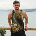 thumbnail image 6 of Gukieu Palatial Gold Pattern Horse Print Men's Quick Dry Fitness Vest, Round Neck Sleeveless Fitness Bodybuilding Top-Small, 6 of 7
