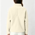 thumbnail image 6 of JGGSPWM Womens Quarter Zip Fleece Pullover Fuzzy Sherpa Jacket, Half Zip Mockneck Sweatshirt, Cozy Teddy Layering Tops Fall Winter Beige M, 6 of 7