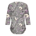 thumbnail image 5 of HomeGardon 3/4 Length Sleeve Womens Tops,Womens Shirts Women's Shirt Round Neck Cover Casual Pleated Tunic Top Curved Hem Printed Fashion Top,S-XXL, 5 of 9