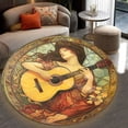 thumbnail image 4 of Round Rug, Nouveau Vitrail Femme1 Soft Washable Carpet, Non-Slip Floor Mat for Living Room Bedroom Home Decor 71 Inch, 4 of 6
