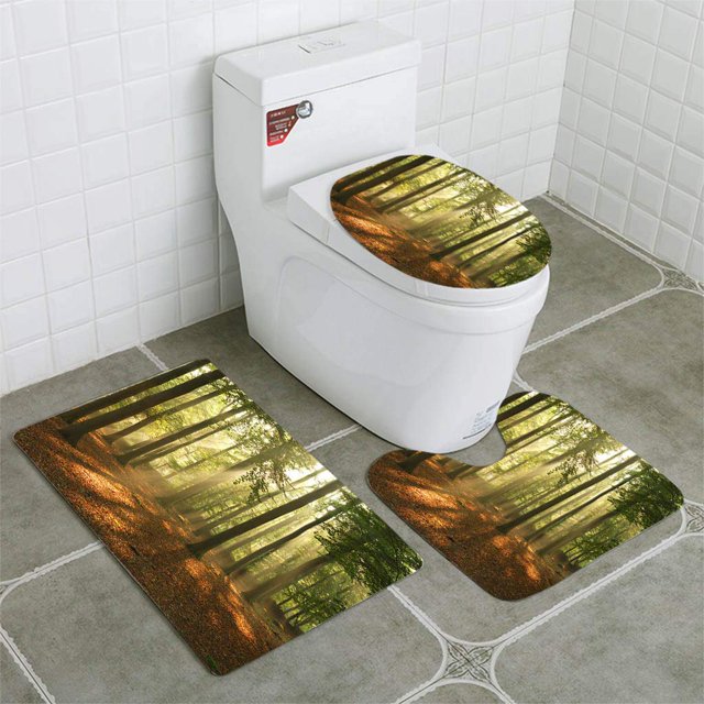 ABPHQTO Sol matutino Juego de alfombras de baño de 3 piezas Alfombra de baño Alfombra de contorno y tapa de inodoro ABPHQTO Cont-CHAPPLE-21437