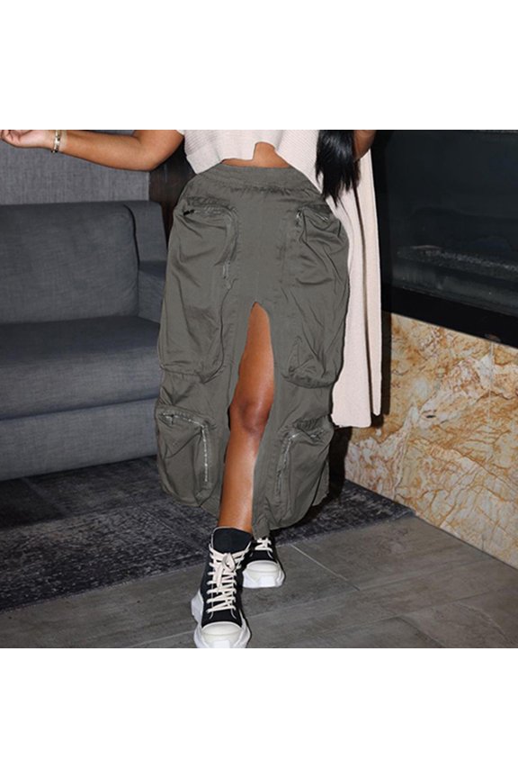 Women'S Skirts Women Versatile Fold Over Waist Maxi Skirt/Convertible Dress,Gray XL