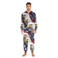 thumbnail image 3 of FORMRS Onesies Pajama for Adults Unisex Hoodie Winter Jumpsuit One Piece Sleepwear, Sizes S-2XL, American Eagle Pattern, 3 of 7