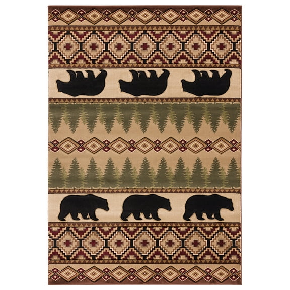 Designer Home Woodlands Area Rug 2055 40526 Faywood Beige Banded Rows 7' 10" x 10' 6" Rectangle