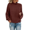 thumbnail image 2 of Conairie Ribbed Knit Sweaters for Women Thick Thread High Neck Sweaters Fashion Solid Color Fall Long Sleeve Pullovers Top Winter Clothes Red, 2 of 5