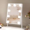thumbnail image 1 of Hollywood Miroir de Maquillage Éclairé avec 3 Modes d'Éclairage et 9 Ampoules Dimmables, Contrôle Tactile Intelligent, Rotation à 360°, Blanc, 1 of 3