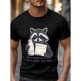 thumbnail image 3 of Camiseta de manga corta para hombre, estilo casual, con grafiti y mapache, cuello redondo., 3 of 8