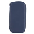 thumbnail image 1 of Cartera antirrobo de cuero PU, bolso para pasaporte, tarjetero, organizador para bloqueo RFID, color azul, 1 of 12