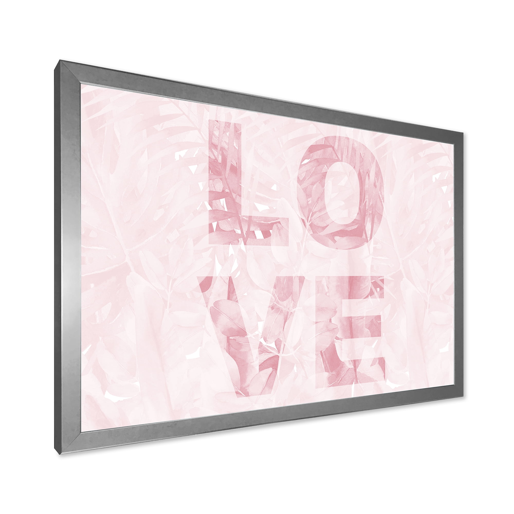 Designart 'Pink Pastel Love Abstract ' Shabby Chic Framed Art Print