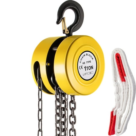

VEVOR Hand Chain Hoist 2200 lbs /1 Ton Capacity Chain Block 20ft/6m Lift Manual Hand Chain Block Manual Hoist w/ Industrial-Grade Steel Construction for Lifting Good in Transport & Workshop Yellow