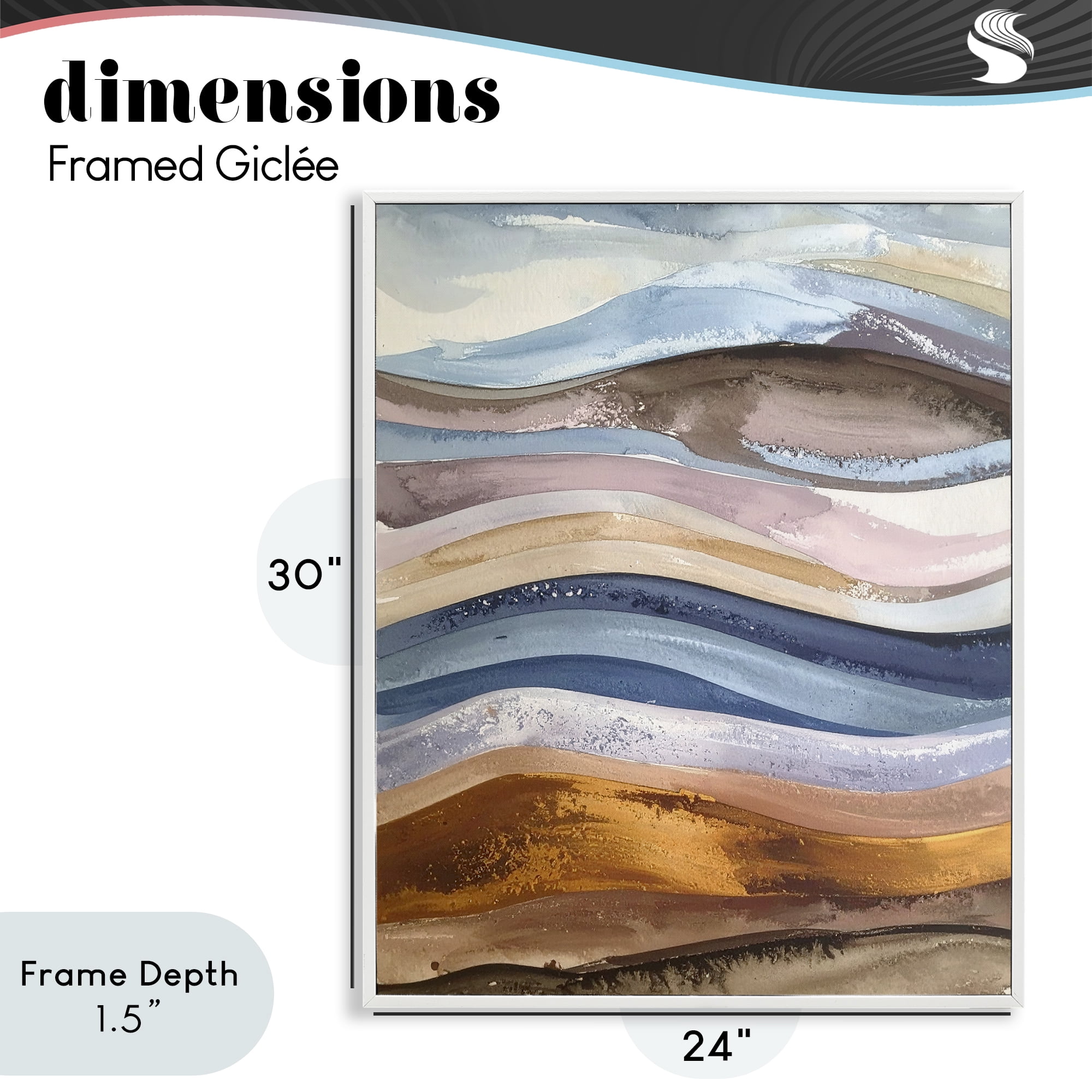 Stupell Industries Ocean Flow Layers White Framed Giclee Art, design by Alonza Saunders