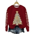 thumbnail image 4 of Uootdi Gift Christmas Sweatshirts for Women Cute christmas tree Santa Claus Printed Crewneck Long Sleeve Sweatshirt Winter Casual Xmas Pullover Tops, 4 of 7