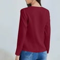 thumbnail image 4 of Cavosen Long Sleeve Tops for Women Dressy Satin Pullover T-Shirts V Neck Solid Soft Shirts Elegant Holiday Blouse Trendy Casual Tops Workout Resort Tees Summer Clothes Red L, 4 of 7