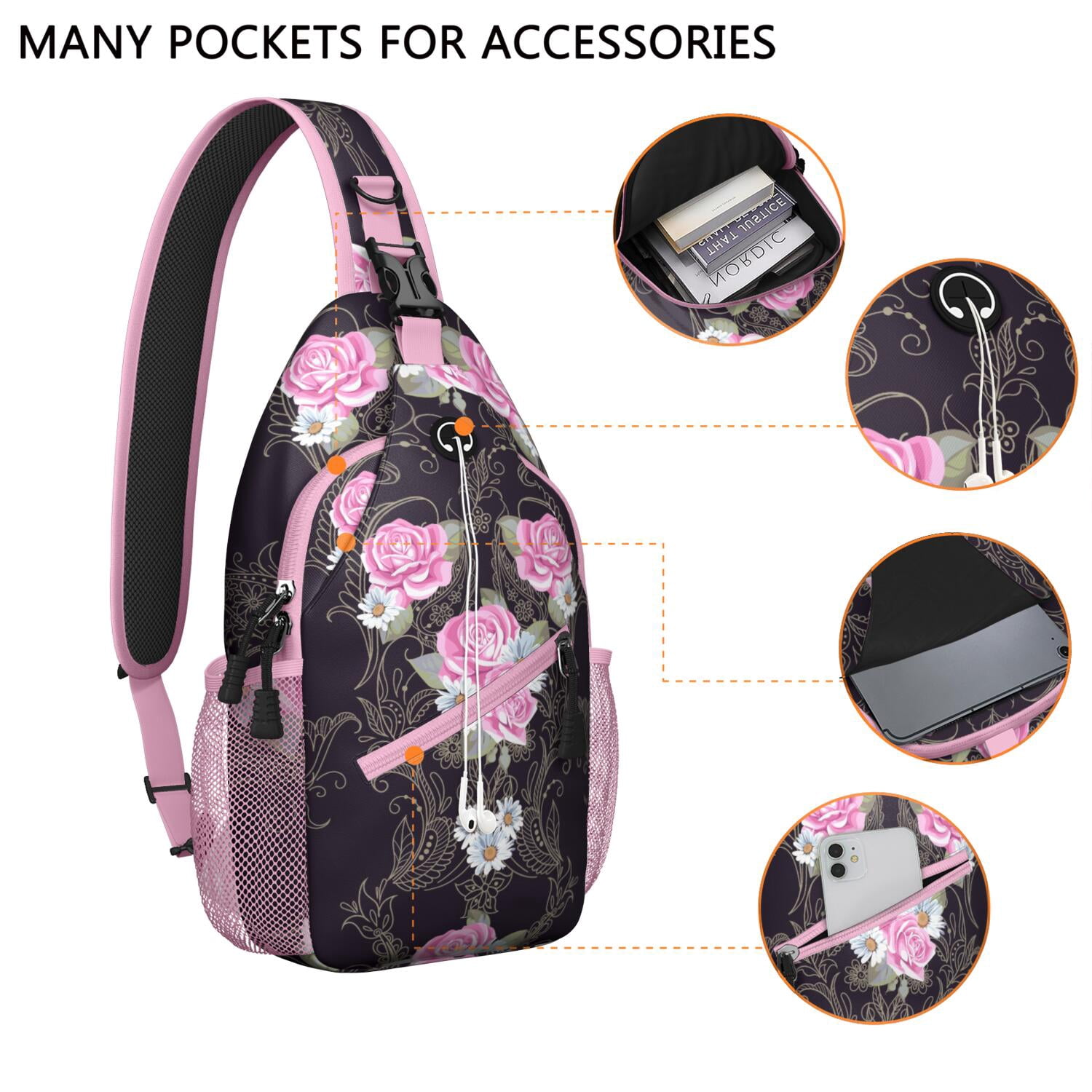 2143 Summer Floral Abstract Backpack Purse Anti-theft Casual Shoulder Bag Abstract Floral Watercolor Crossbody Bag Vintage Shoulder  main image 4