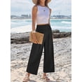thumbnail image 4 of Pantalones Palazzo ANRABESS para mujer, pierna ancha, cintura alta, negros, 4 of 6
