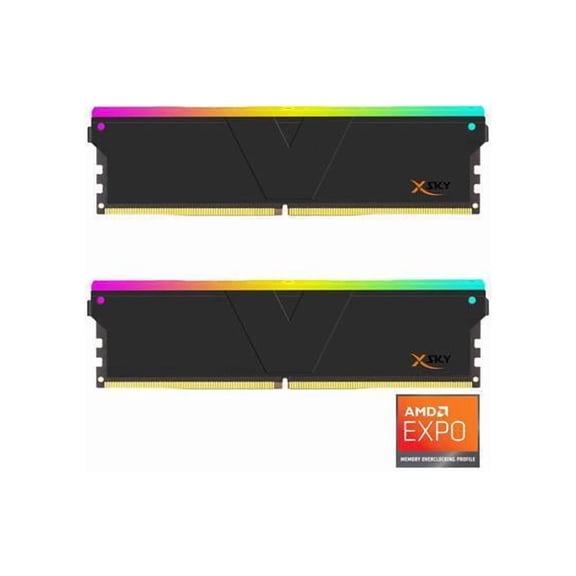 V-COLOR Manta XSky DDR5 32GB (2x16GB) 6400MHz CL32 1.4V SK Hynix IC RGB Gaming Desktop Upgrade Memory Module Black, for AMD EXPO TMXSAL1664832KWK
