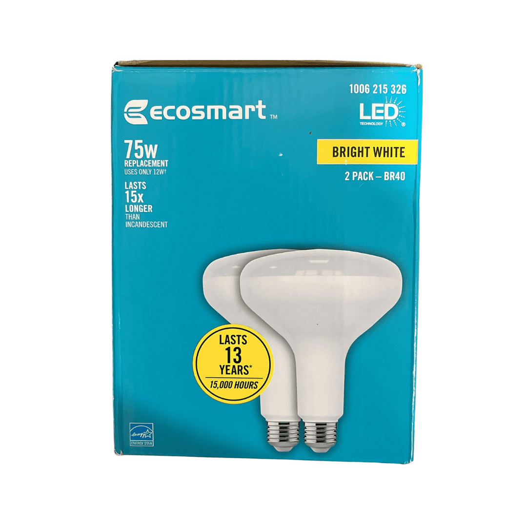 EcoSmart 75-Watt Equivalent BR40 Dimmable LED Light Bulb, Bright White (2-Pack)