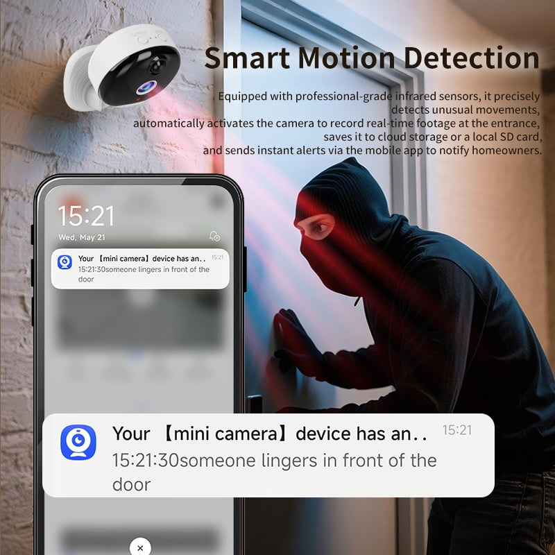 Security Camera WIFI BLE 640*480 VGA 90 Degree View Angle IR Night Vision Motion Detection for home