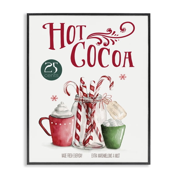 Stupell Industries Vintage Winter Hot Cocoa Holiday Painting Black Framed Art Prints Wall Art, 11 x 14