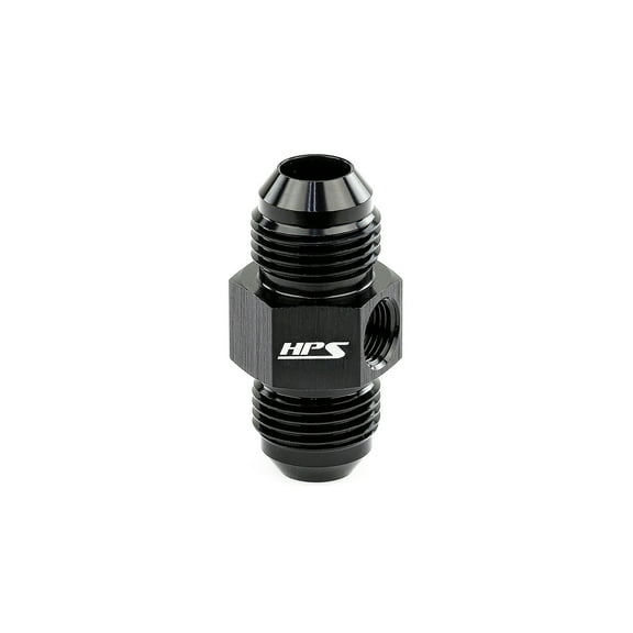 HPS AN191-10 AN to NPT Adapter Fitting, Male to Male with 1/8" NPT Female Port, Aluminum, Size: AN-10, Angle: Tee, Black