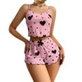 thumbnail image 2 of Womens Strawberry Print Pajama Set Summer Cute Crop Cami and Shorts Ribbed 2 Piece Lounge Sets Pink S, 2 of 6