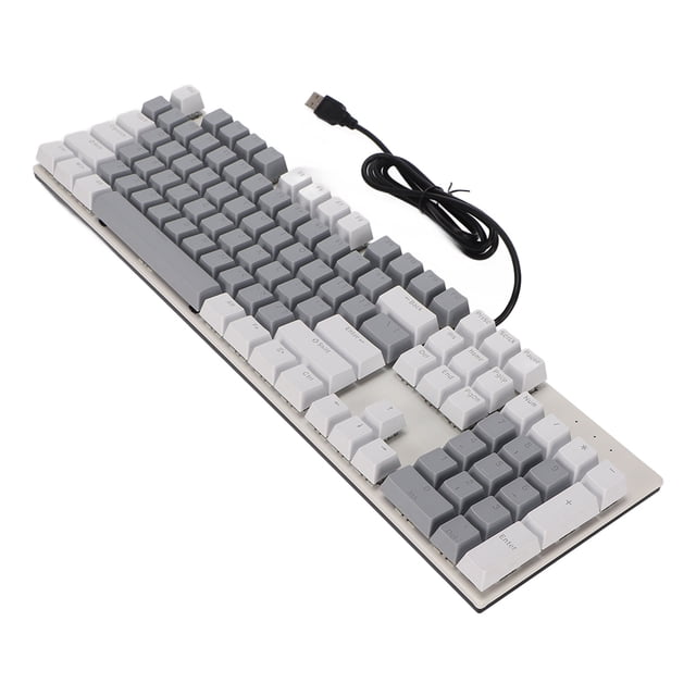 Mechanical Gaming Keyboard, No Driver Required Mechanical Keyboard High Responsiveness RGB For Office For Home White Gray