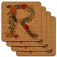thumbnail image 1 of Letter R Floral Monogram Initial Low Profile Novelty Cork Coaster Set, 1 of 4