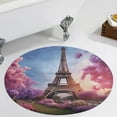 thumbnail image 4 of Eiffel Tower Floral Medallion Round Rug - Small Round Area Rug, Soft Non-Slip Machine Washable Bedroom Mat Indoor Accent Entry Carpet for Office Desk Dorm Hallway, 4 of 7
