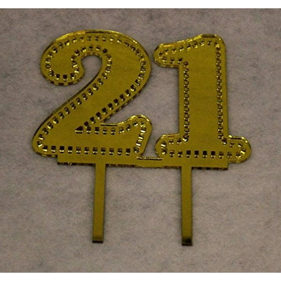 Birthday Cake Toppers - 1/8 Inch Acrylic - Assorted Colors (21, Gold- One Sided)