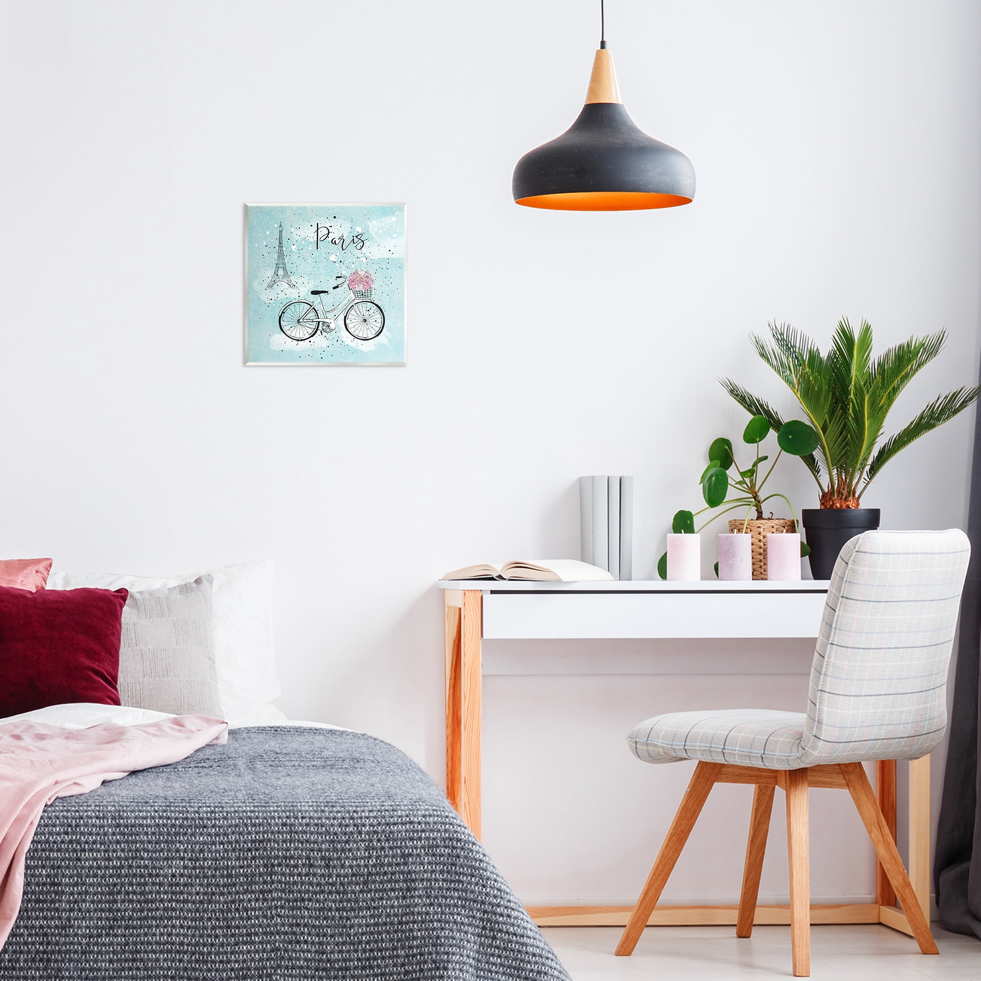 Stupell Industries Paris Floral Bicycle Town & City Painting Unframed Art Print Wall Art, 12 x 12