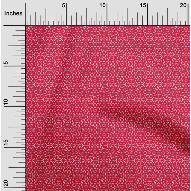 oneOone Cotton Poplin Red Fabric Geometric Bandhani Fabric For Sewing Printed Craft Fabric By The Yard 56 Inch Wide