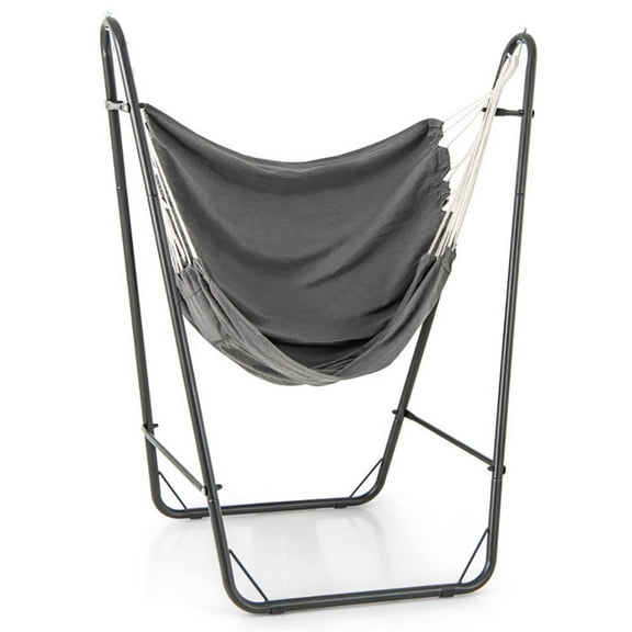 YYAo Hammock Chair with Heavy Duty Metal Frame and Side Pocket-Gray