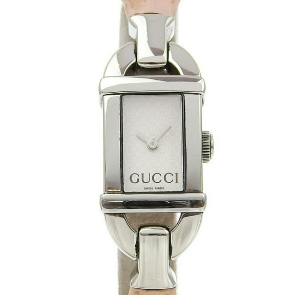 Pre-Owned Gucci Bamboo Watch 6800L Stainless Steel x Rubber Pink Quartz Analog Display White Dial Women's (Good)