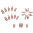 thumbnail image 6 of Medium French Press on Nails Coffin Pink Ballerina Gradient Fake Nails Heart Full Cover Rhinestones False Nails for Women and Girls 24PCS, 6 of 6