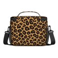 thumbnail image 3 of Black and Brown Leopard Print Insulated Lunch Box for Women Men, Medium Leakproof Cooler Bag with Adjustable Strap, 10"x6.7"x8", 3 of 6