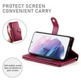 thumbnail image 4 of For Samsung Galaxy S21+ 5G 6.7-inch Wallet Case for Women Men Multi-Card Slots Zipper Pocket Lanyard Strap Wristlet Leather Phone Case,Red, 4 of 7