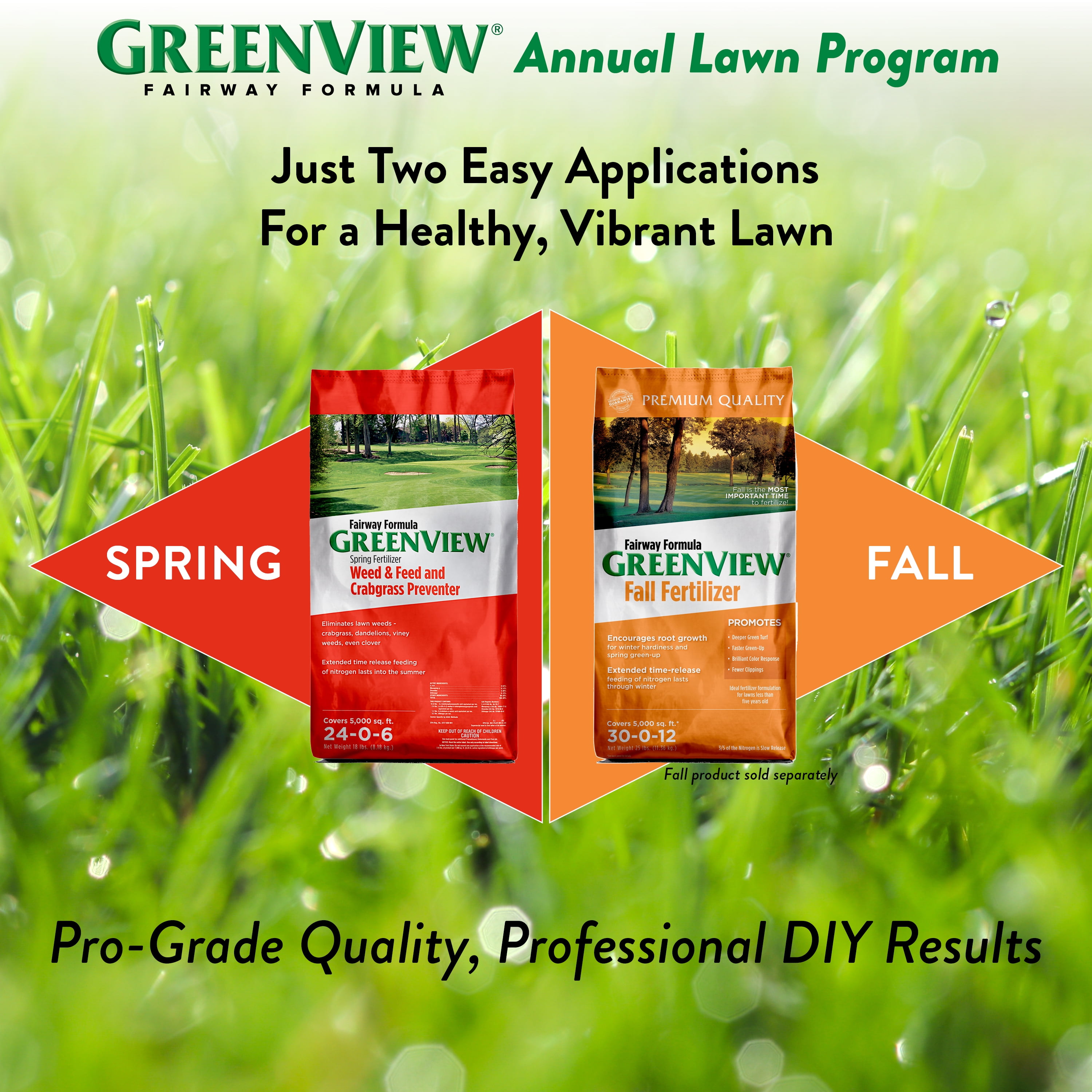 GreenView Fairway Formula Spring Fertilizer Weed & Feed + Crabgrass Preventer - 18 lbs Covers 5,000 Sq. ft