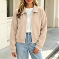 thumbnail image 6 of Mifsaly Womens Cropped Bomber Jackets Zip Up Collared Sweatshirts Jacket Fall Winter Fashion Going Out Athletic Outerwear with Pockets, 6 of 8