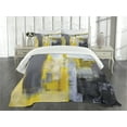 thumbnail image 3 of Ambesonne Yellow and Grey Quilted Bedspread Set 3 Pcs, Abstract Painting, King Size, Yellow Grey White, 3 of 5