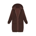 thumbnail image 2 of Baberdicy Women's Mid-Length Hooded Sweatshirt Tunic, Fall Winter Long Sleeve Pullover Top Coat , Mid-Length Hooded Sweatshirt, Long Sweat Coat, Winter Warmth Coffee Xxl, 2 of 4